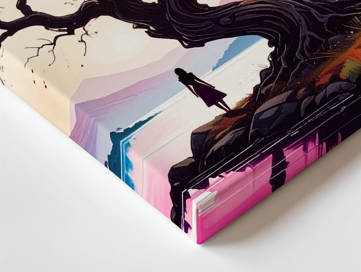 Whimsical Tree of Light Canvas – Dreamlike Lake & Pastel Mountain Art - Gifitto