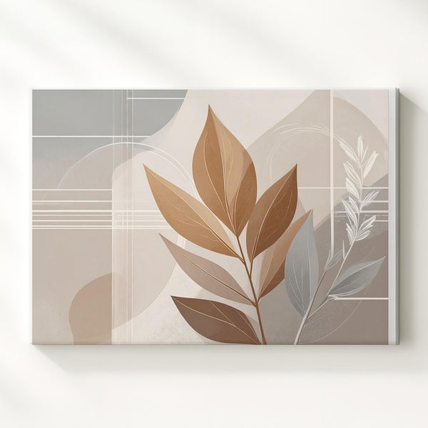 Minimalist Botanical Leaf Canvas – Abstract Earthy Wall Art - Gifitto