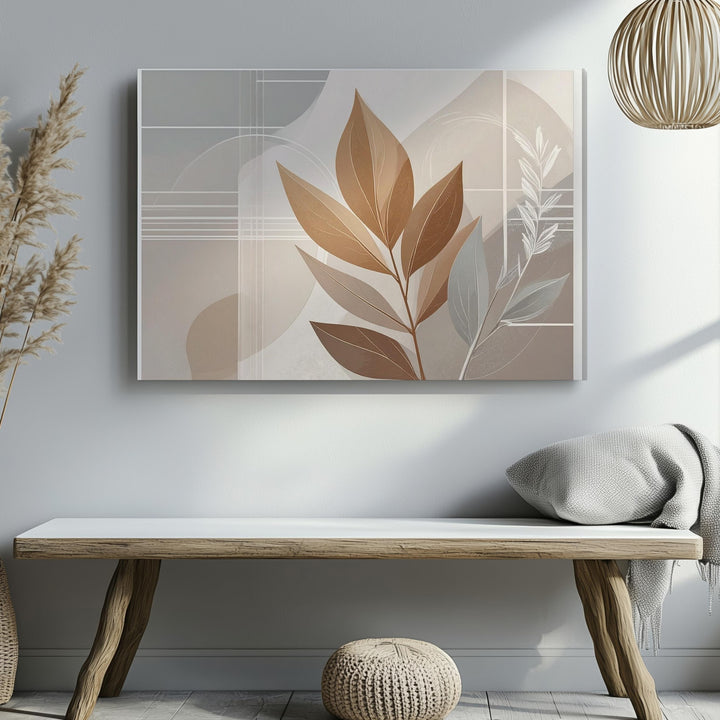 Minimalist Botanical Leaf Canvas – Abstract Earthy Wall Art - Gifitto