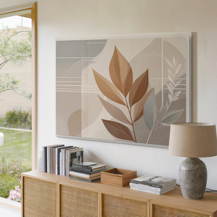 Minimalist Botanical Leaf Canvas – Abstract Earthy Wall Art - Gifitto