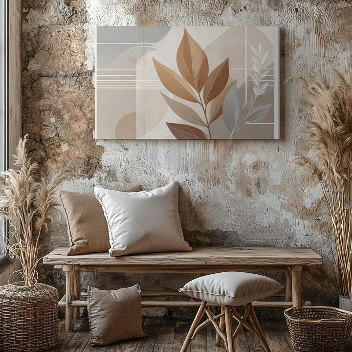 Minimalist Botanical Leaf Canvas – Abstract Earthy Wall Art - Gifitto