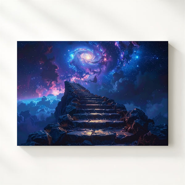 Celestial Ascent Canvas – Mystical Stairway to the Stars Wall Art - Gifitto