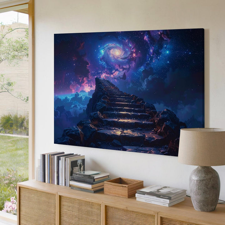 Celestial Ascent Canvas – Mystical Stairway to the Stars Wall Art - Gifitto