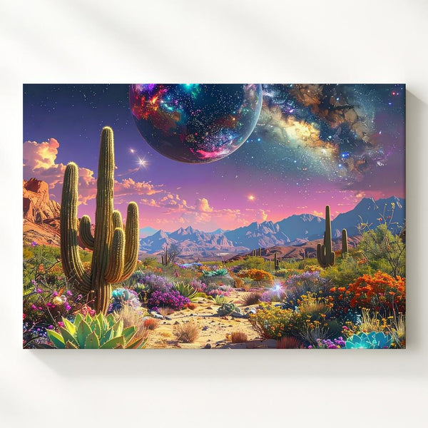 Cosmic Desert Landscape Canvas – Alien-Inspired Starry Night Art - Gifitto
