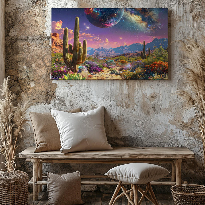 Cosmic Desert Landscape Canvas – Alien-Inspired Starry Night Art - Gifitto