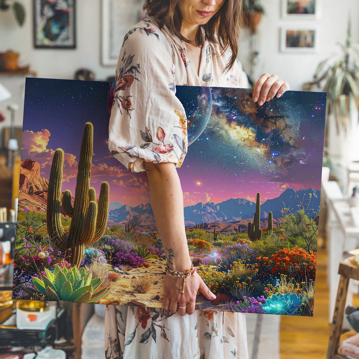 Cosmic Desert Landscape Canvas – Alien-Inspired Starry Night Art - Gifitto
