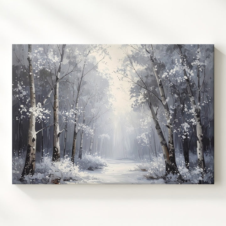 Mystic Winter Archway Canvas – Frosted Forest Wall Art in Pale Whites - Gifitto