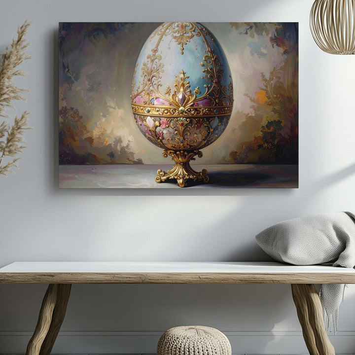 Ornate Easter Egg Canvas – Elegant Spring Wall Art - Gifitto