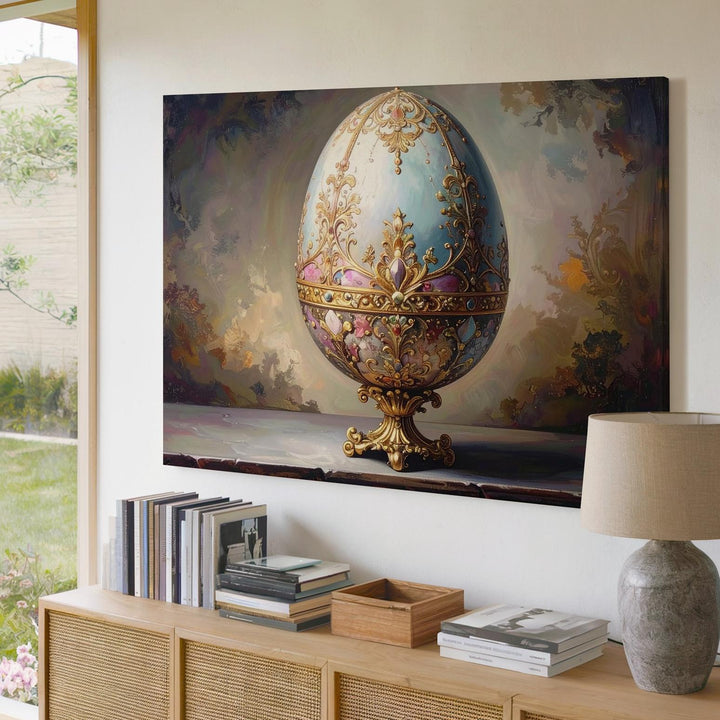 Ornate Easter Egg Canvas – Elegant Spring Wall Art - Gifitto
