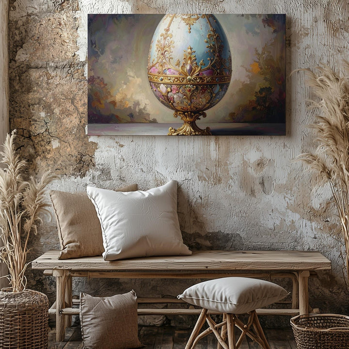 Ornate Easter Egg Canvas – Elegant Spring Wall Art - Gifitto