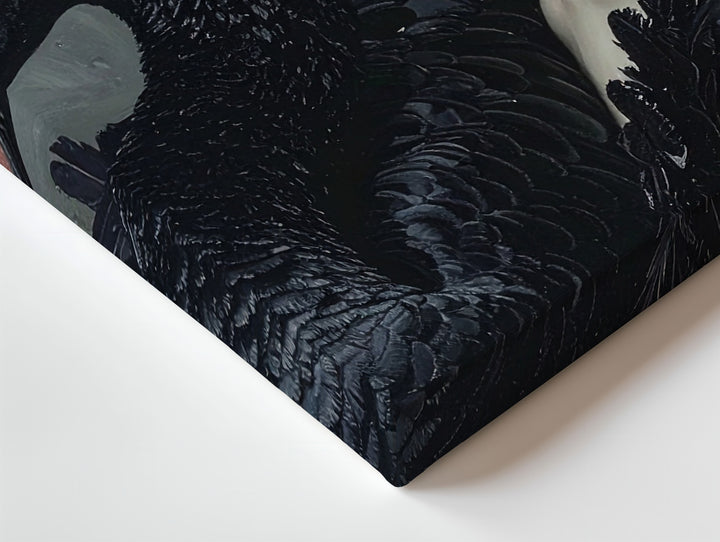 Black Swan Embrace Canvas – Poetic Dark Elegance Wall Art - Gifitto