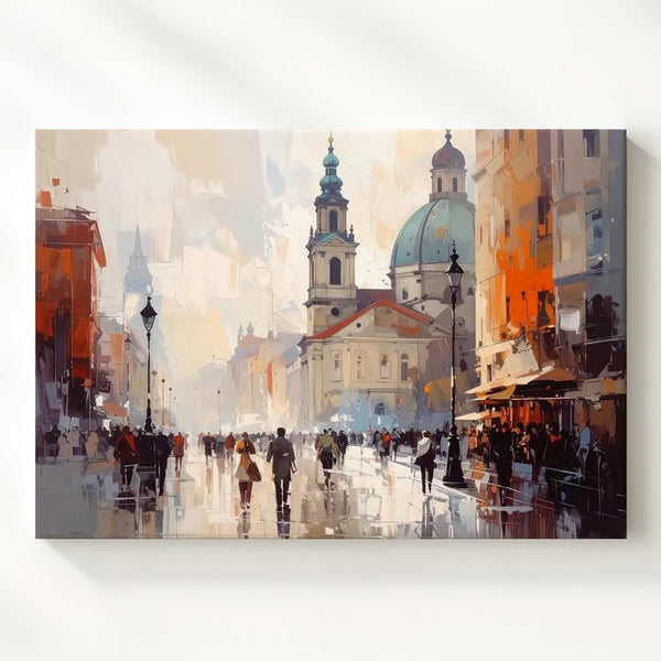 Ethereal City Mist Canvas – Minimalist European Dreamscape Wall Art - Gifitto