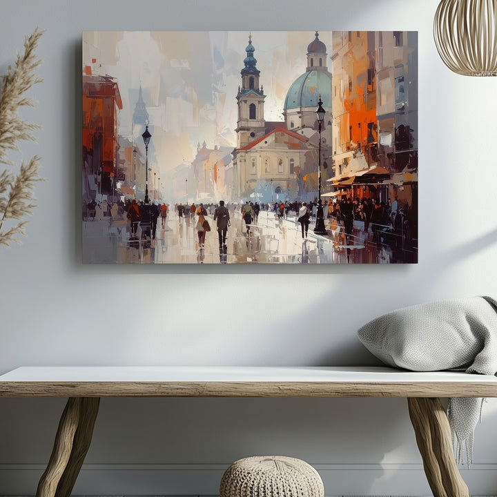 Ethereal City Mist Canvas – Minimalist European Dreamscape Wall Art - Gifitto
