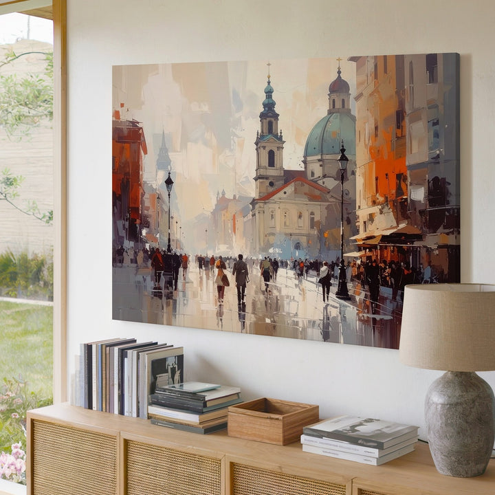 Ethereal City Mist Canvas – Minimalist European Dreamscape Wall Art - Gifitto