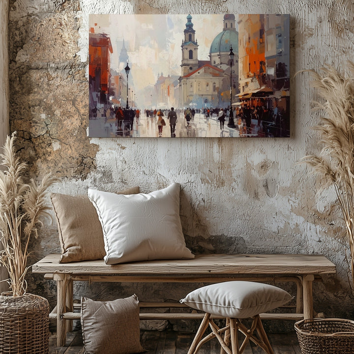 Ethereal City Mist Canvas – Minimalist European Dreamscape Wall Art - Gifitto