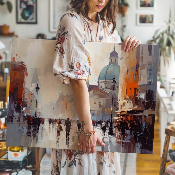 Ethereal City Mist Canvas – Minimalist European Dreamscape Wall Art - Gifitto