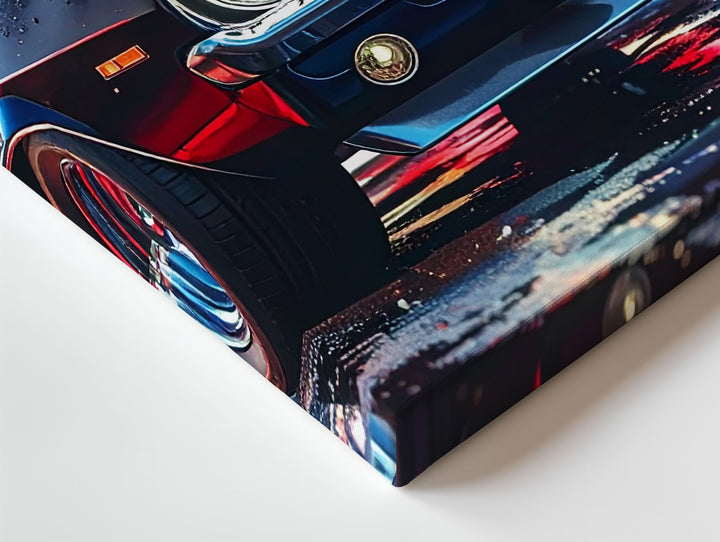 Patriotic Muscle Car Canvas – Stylized Camaro with American Flag Backdrop - Gifitto