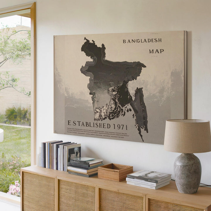 Bangladesh Vintage Abstract Map Canvas – Minimalist Historical Wall Art - Gifitto