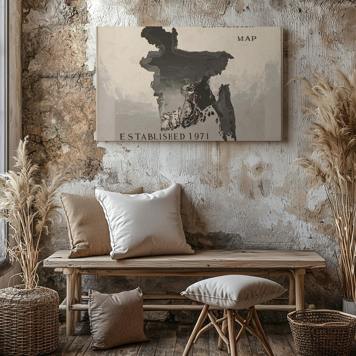 Bangladesh Vintage Abstract Map Canvas – Minimalist Historical Wall Art - Gifitto