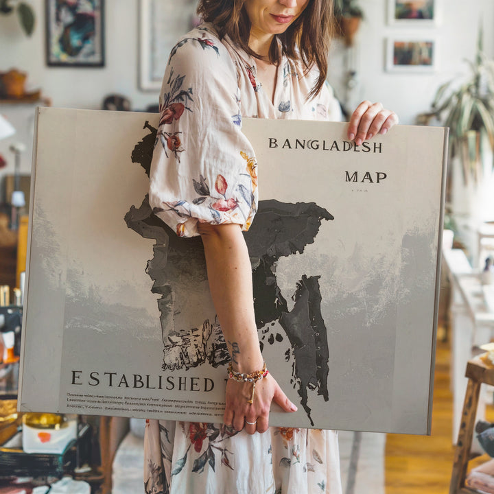 Bangladesh Vintage Abstract Map Canvas – Minimalist Historical Wall Art - Gifitto