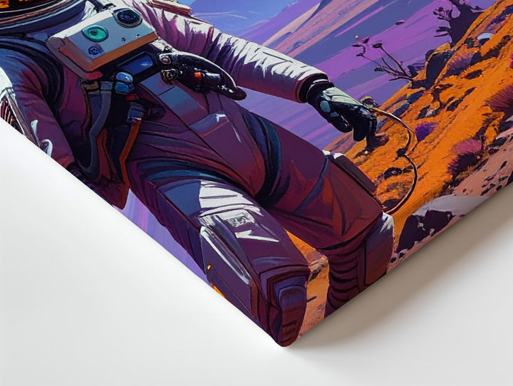Astronauts on Alien Planet Canvas – Surreal Landscape with Distant Planet - Gifitto