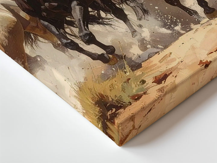Galloping Herd Canvas – Horses Charging Through Canyon Trail - Gifitto