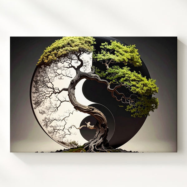 Yin-Yang Trees Canvas – Symbolic Balance & Harmony Nature Wall Art - Gifitto