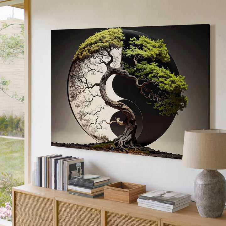 Yin-Yang Trees Canvas – Symbolic Balance & Harmony Nature Wall Art - Gifitto