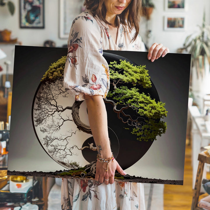 Yin-Yang Trees Canvas – Symbolic Balance & Harmony Nature Wall Art - Gifitto