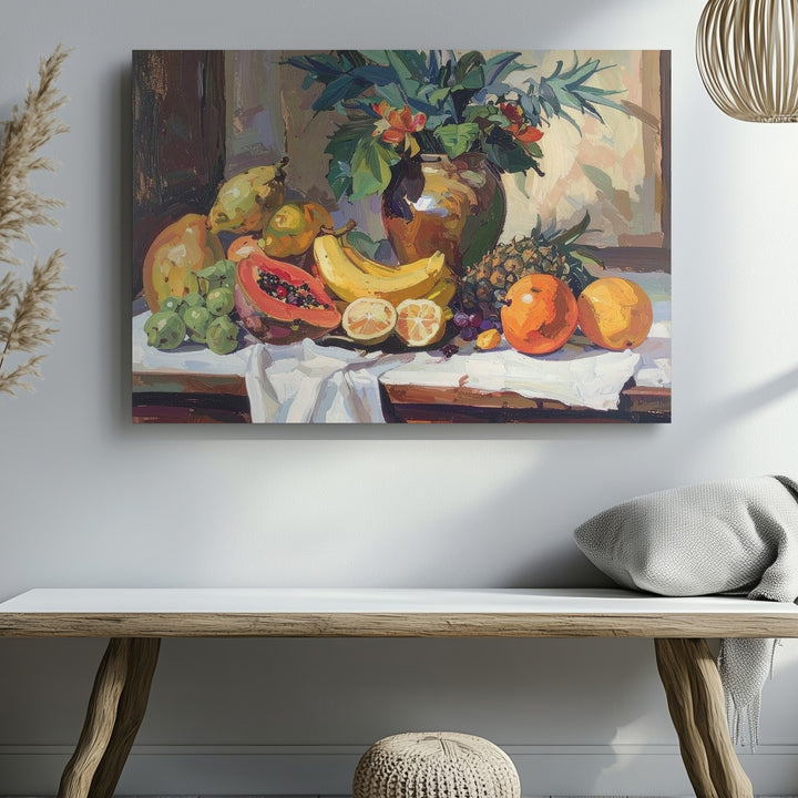 Tropical Fruit Still Life Canvas – Vibrant Tropical Decor - Gifitto