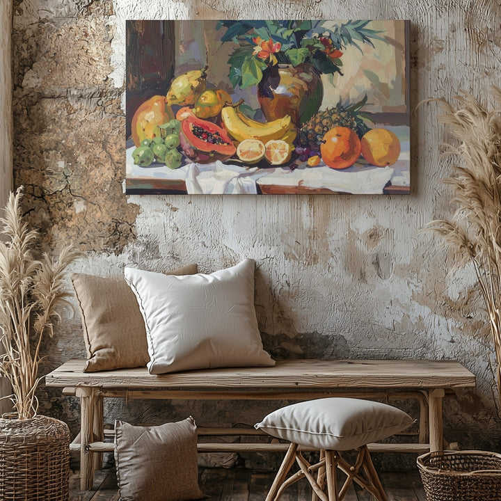 Tropical Fruit Still Life Canvas – Vibrant Tropical Decor - Gifitto