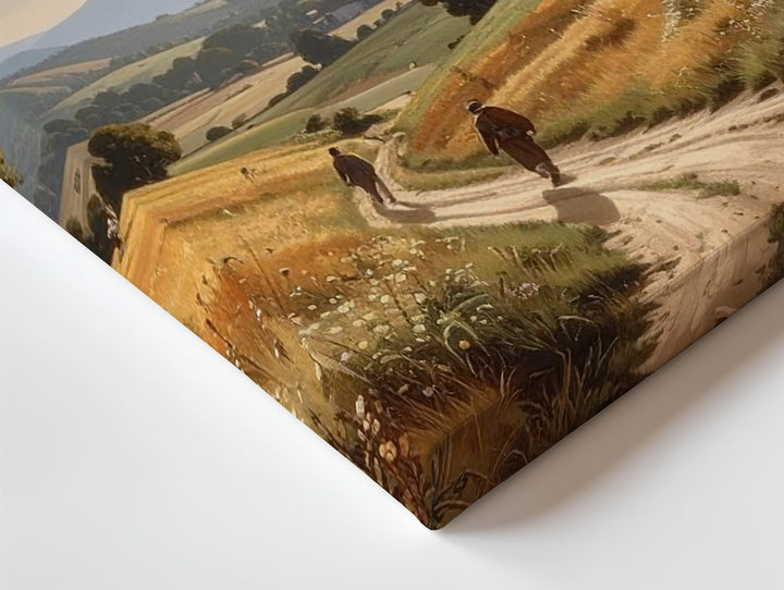 Pastoral Journey Canvas – Tranquil Landscape of Travelers and Golden Fields - Gifitto