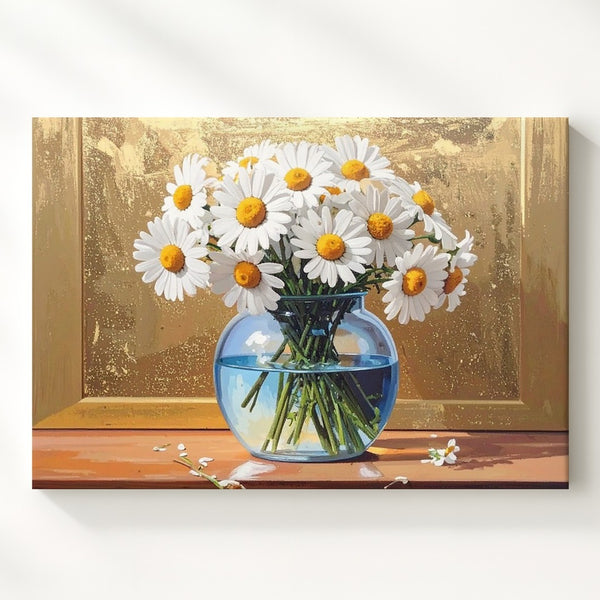 Radiant Daisy Bouquet Canvas – Elegant Still Life Floral Wall Art - Gifitto