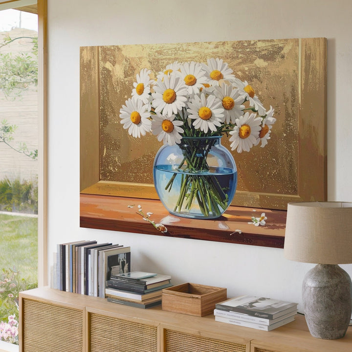 Radiant Daisy Bouquet Canvas – Elegant Still Life Floral Wall Art - Gifitto