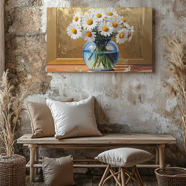 Radiant Daisy Bouquet Canvas – Elegant Still Life Floral Wall Art - Gifitto