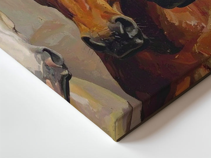 Three Horse Heads Canvas – Traditional Equestrian Portrait Art - Gifitto