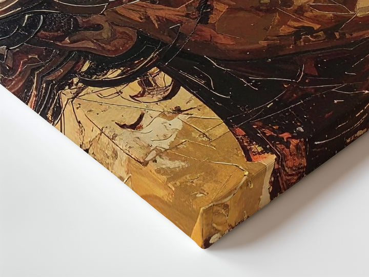 Golden Dream: Abstract Face Canvas – Textured Portrait Wall Art - Gifitto