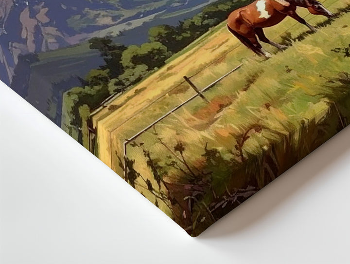Serene Grazing Horse Canvas – Peaceful Pastoral Landscape Wall Art - Gifitto