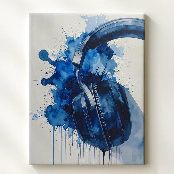Watercolor Headphones Canvas – Abstract Modern Music Wall Art - Gifitto
