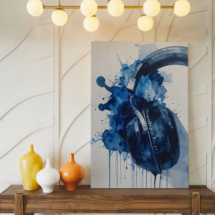 Watercolor Headphones Canvas – Abstract Modern Music Wall Art - Gifitto
