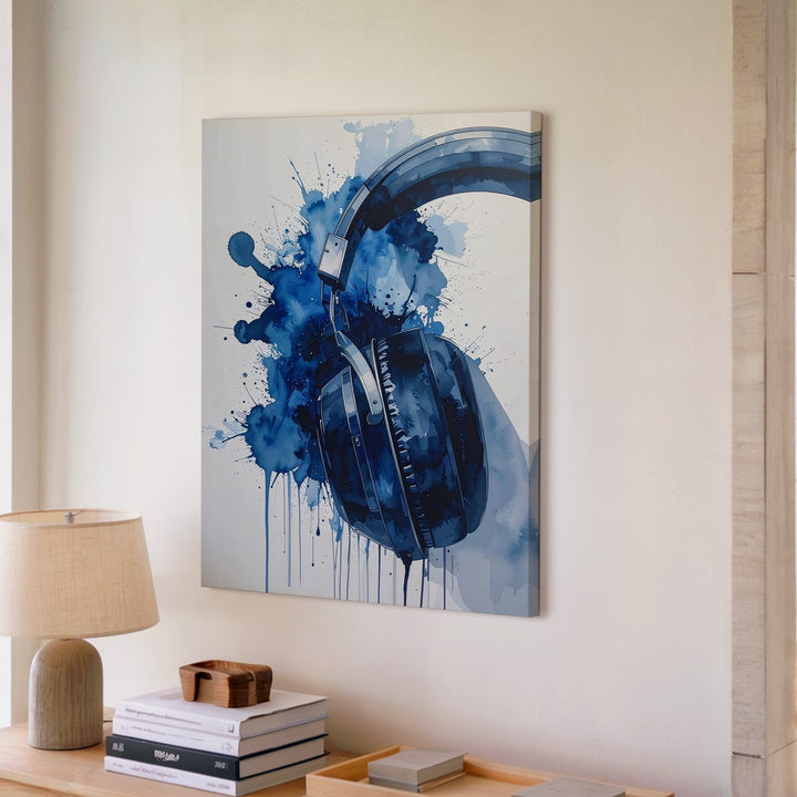 Watercolor Headphones Canvas – Abstract Modern Music Wall Art - Gifitto
