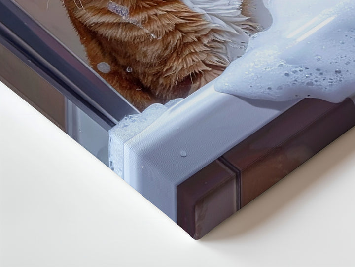 Shower Cat Canvas – Funny Bathroom Cat in Shower Cap Wall Art - Gifitto