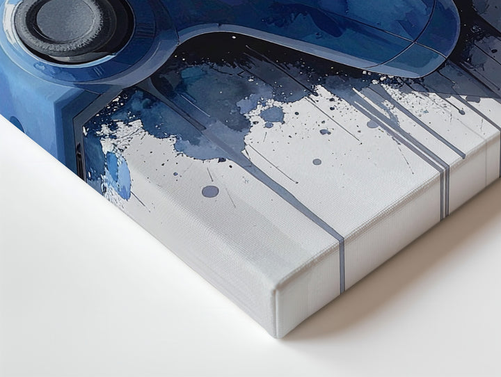 Blue Gamer Pulse Canvas – Watercolor Video Game Controller Wall Art - Gifitto