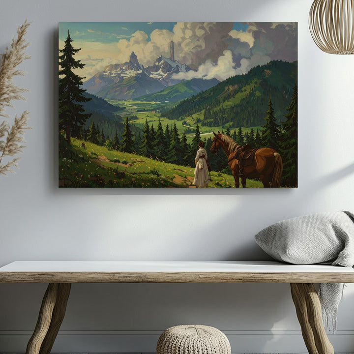 Journey Begins Canvas – Cinematic Fantasy Landscape with Travelers and Tower - Gifitto