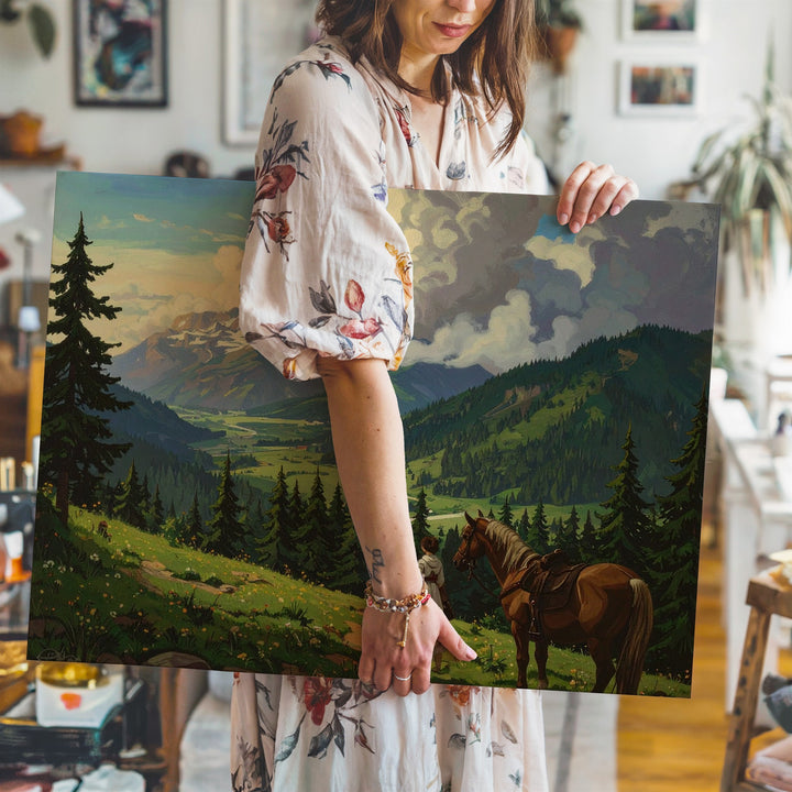 Journey Begins Canvas – Cinematic Fantasy Landscape with Travelers and Tower - Gifitto