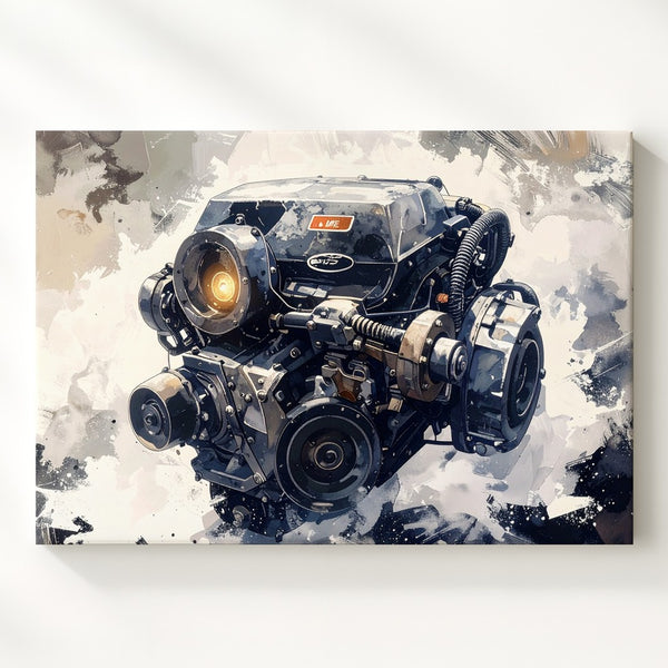 Mercedes-Benz V8 Engine Canvas – Artistic Digital Illustration of Power and Precision - Gifitto