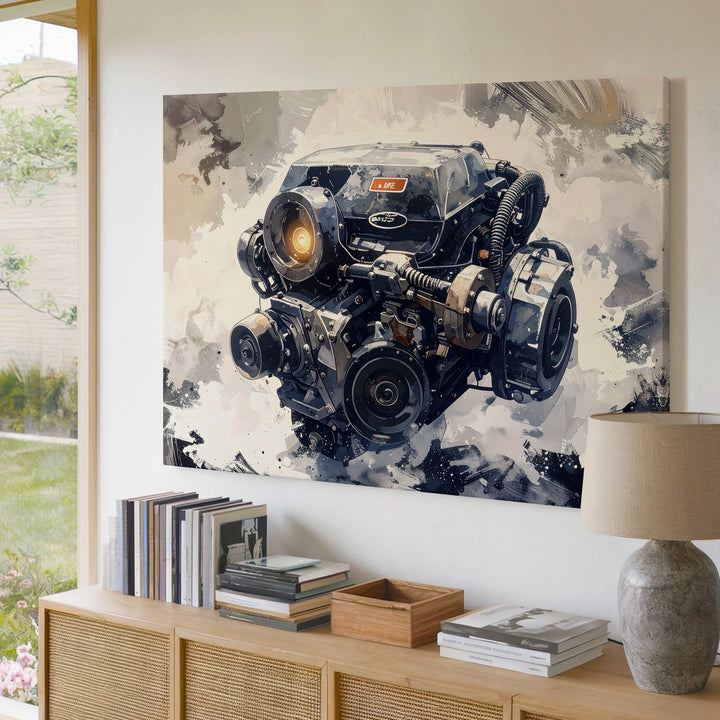 Mercedes-Benz V8 Engine Canvas – Artistic Digital Illustration of Power and Precision - Gifitto