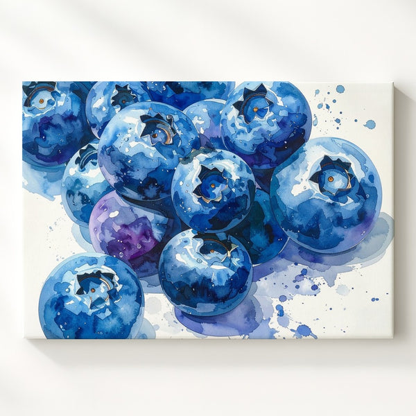 Blueberry Burst Canvas – Watercolor Fruit Wall Art - Gifitto