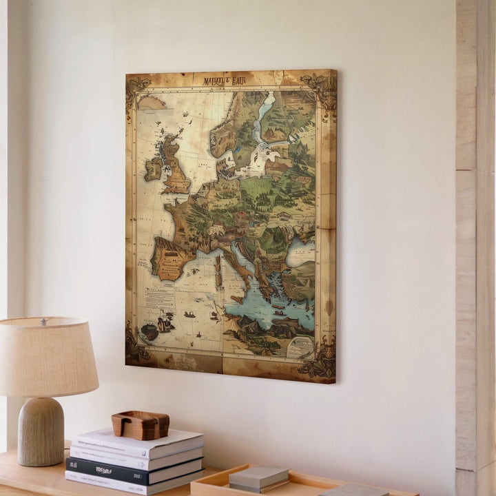 Middle Earth Fantasy Map Canvas – Antique-Style Tolkien-Inspired Wall Art - Gifitto