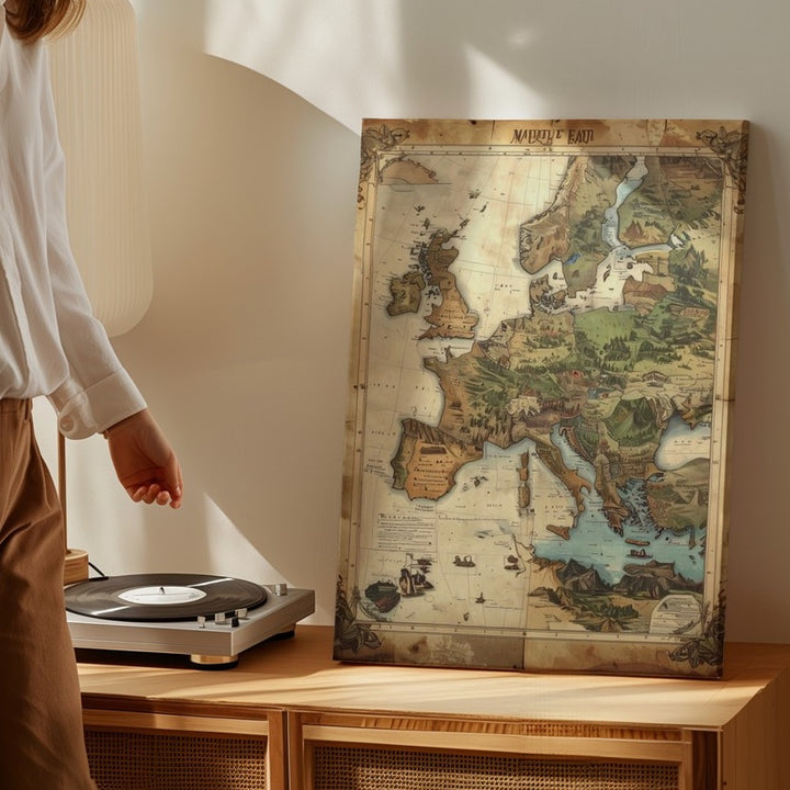 Middle Earth Fantasy Map Canvas – Antique-Style Tolkien-Inspired Wall Art - Gifitto